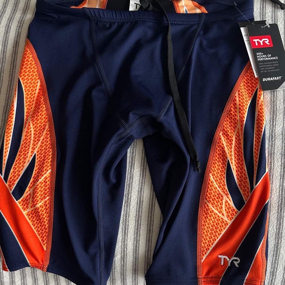 TYR Navy with Orange Boys Racing Jammer